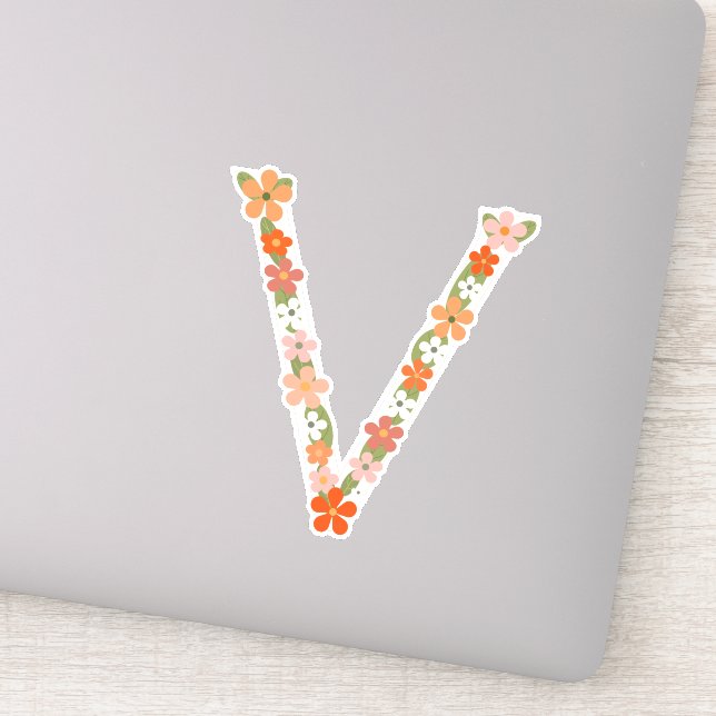 Floral Alphabet letter "V" (Detail)