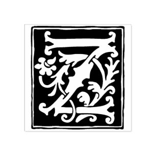 Floral Alphabet Letter Z Calligraphic Vintage Rubber Stamp