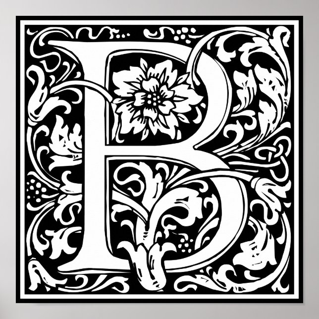 Floral Alphabet Monogram Letter B  Poster (Front)