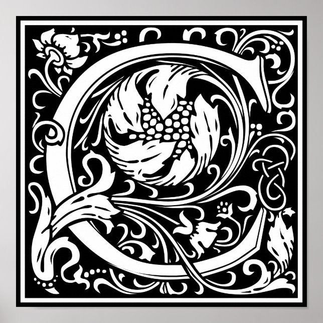 Floral Alphabet Monogram Letter C  Poster (Front)