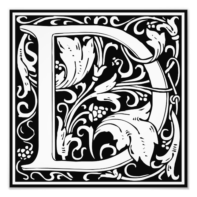 Floral Alphabet Monogram Letter D Photo Print (Front)