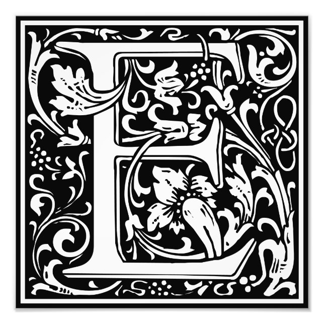 Floral Alphabet Monogram Letter E Photo Print (Front)