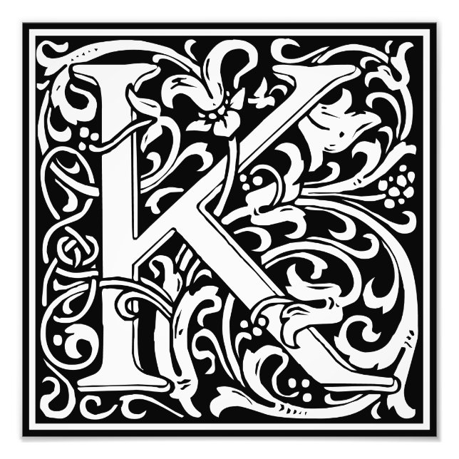 Floral Alphabet Monogram Letter K Photo Print (Front)