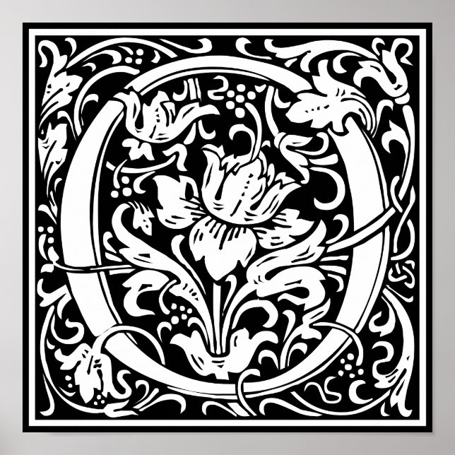 Floral Alphabet Monogram Letter O  Poster (Front)