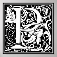 Floral Alphabet Monogram Letter P 
