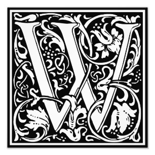 Floral Alphabet Monogram Letter W Photo Print
