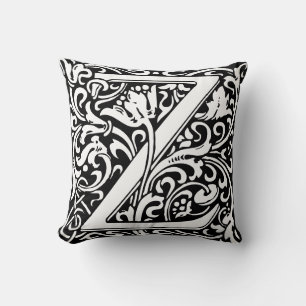 Floral Alphabet Monogram Letter Z Cushion