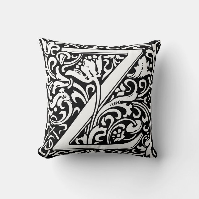 Floral Alphabet Monogram Letter Z Cushion (Front)