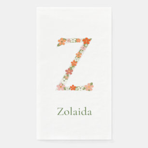 Floral Alphabet monogram letter " Z" Napkins
