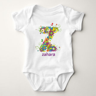 Floral Alphabet Name Baby Tee (Monogram Z)