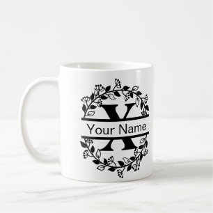 Floral Alphabet with Name Custom Monogram Coffee Mug