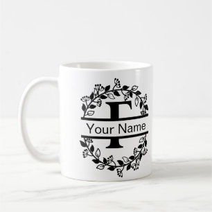Floral Alphabet with Name Custom Monogram Coffee Mug