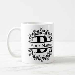 Floral Alphabet with Name Custom Monogram Coffee Mug