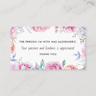 Floral Alzheimer's Dementia Kindness Information Business Card