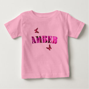 Floral Amber Name Made With Bougainvillea, Baby T-Shirt