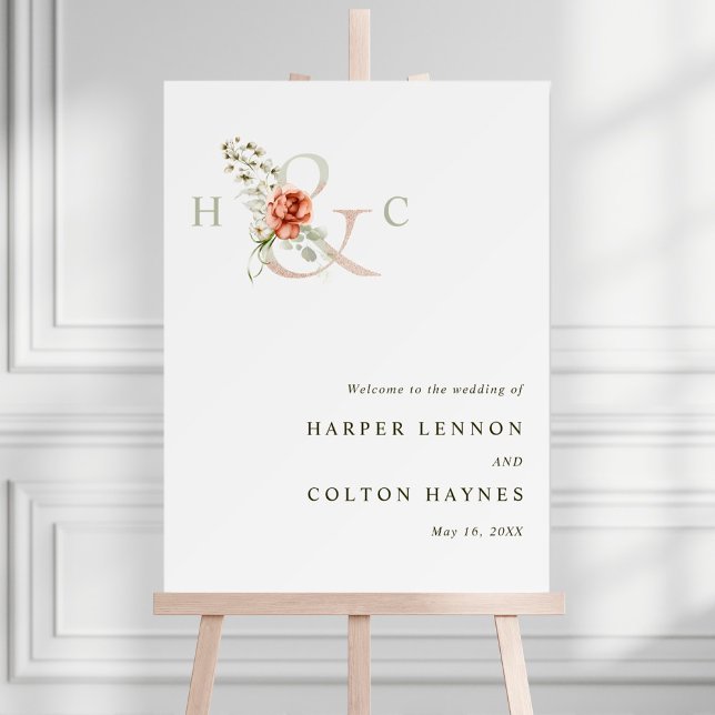Floral Ampersand Elegant Wedding Welcome Sign (Creator Uploaded)