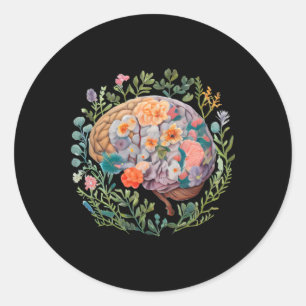 Floral Anatomical Brain Mental Health S Sticker
