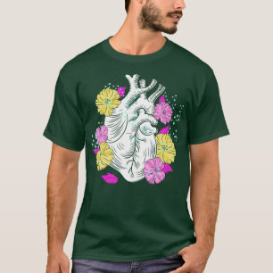 Floral Anatomical Heart T-Shirt