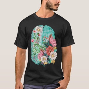 Floral Anatomical Human Brain Mental Health Awaren T-Shirt