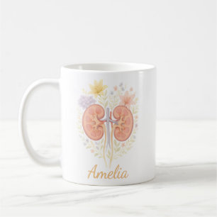 Floral Anatomical Kidney Nephrology Nurse and Tech Coffee Mug