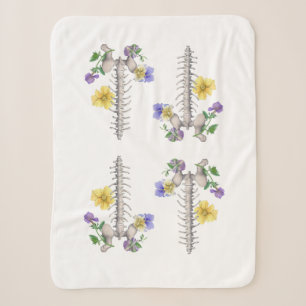 Floral Anatomy - Vertebrae, Hip Bone Sherpa Blanket