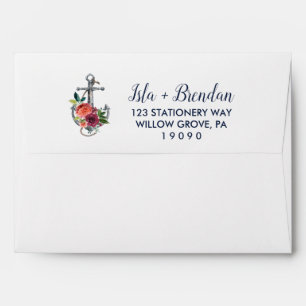 Floral Anchor   Autumn Wedding Invitation Envelope