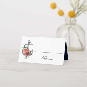 Floral Anchor   Autumn Wedding Place Card