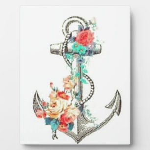Floral anchor nautical plaque