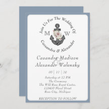 Floral Anchor Nautical Wedding Dusty Blue