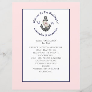 Floral Anchor Nautical Wedding Pink Navy program