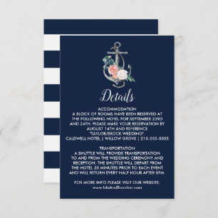 Floral Anchor Navy Summer Details Insert Card