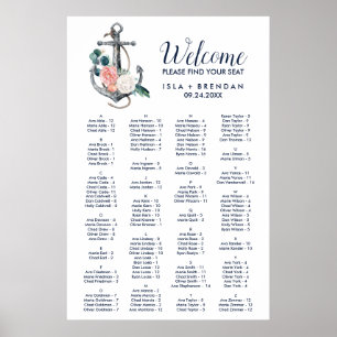 Floral Anchor   Summer Alphabetical Seating Chart