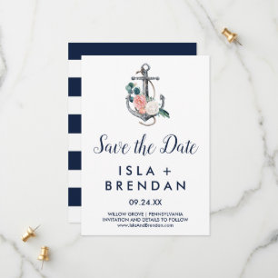Floral Anchor   Summer Save the Date Card
