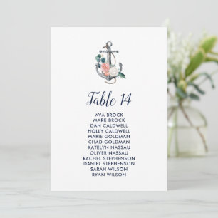 Floral Anchor Summer Table Number Seating Chart