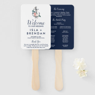 Floral Anchor   Summer Wedding Program Hand Fan