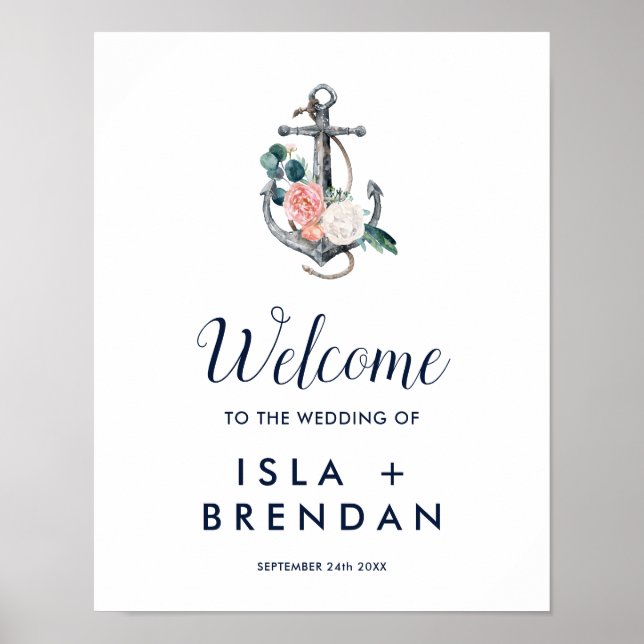 Floral Anchor | Summer Wedding Welcome Poster (Front)