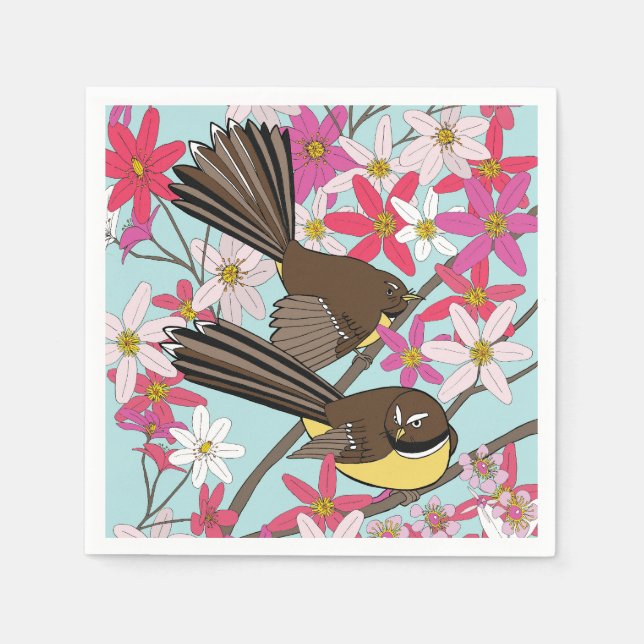 Floral and bird napkin (Front)