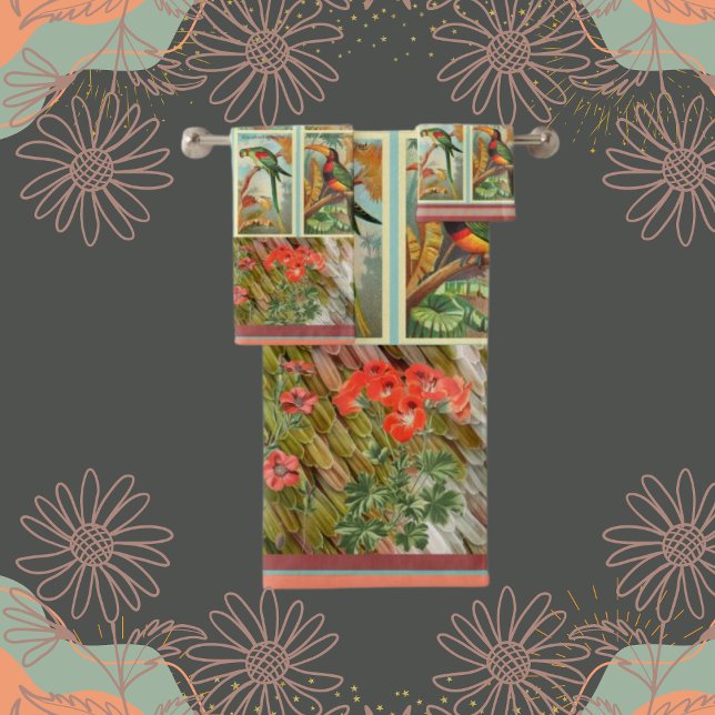 Floral and Birds  Bath Towel Set (Creator Uploaded)