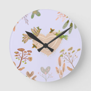floral and birds round clock