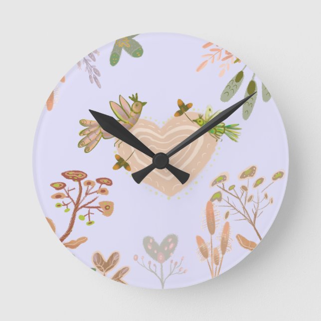 floral and birds round clock (Front)
