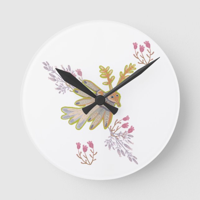 floral and birds round clock (Front)