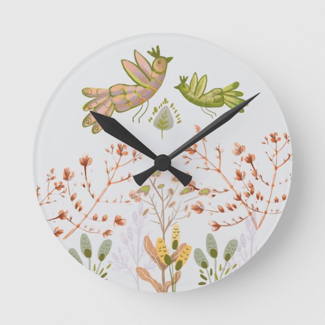 floral and birds round clock (Front)