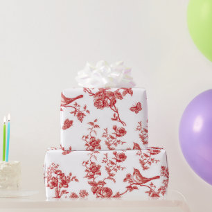 Floral and Birds Toile Wrapping Paper