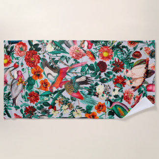 FLORAL AND BIRDS XIV-II BEACH TOWEL