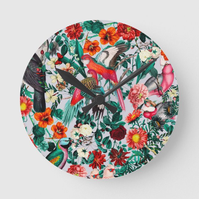 FLORAL AND BIRDS XIV-II ROUND CLOCK (Front)