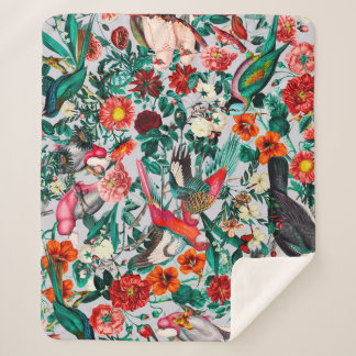 FLORAL AND BIRDS XIV-II SHERPA BLANKET