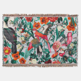 FLORAL AND BIRDS XIV-II THROW BLANKET
