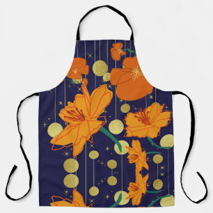 floral and blue apron