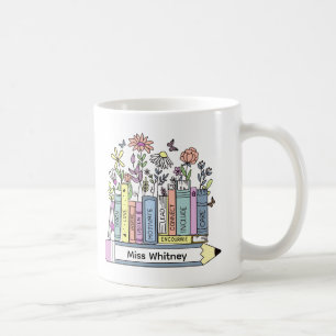 Floral and Books Teacher or Librarian Coffee Mug