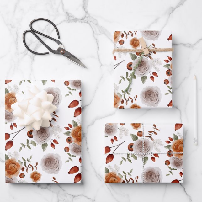 Floral and Botanical Wrapping Paper Sheets (Front)